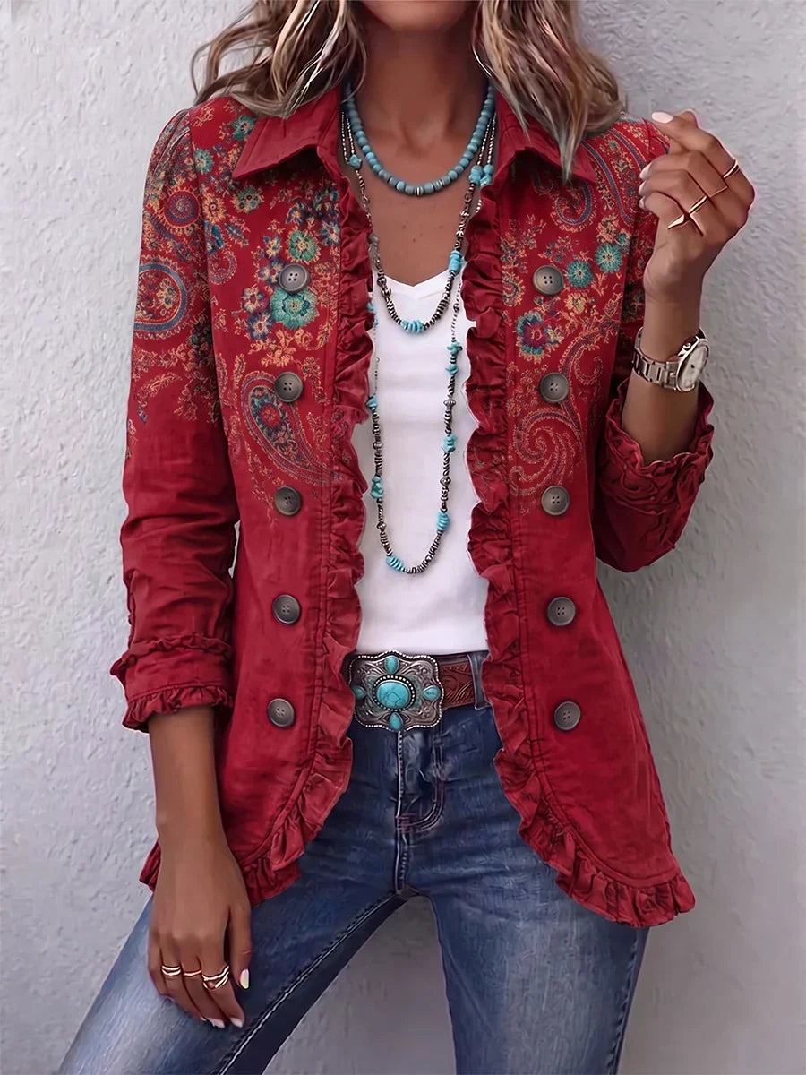 Fayrene | Bohemian Paisley Ruffle Jacket
