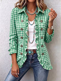 Charlene | Gingham Ruffled Button-Down Jacket