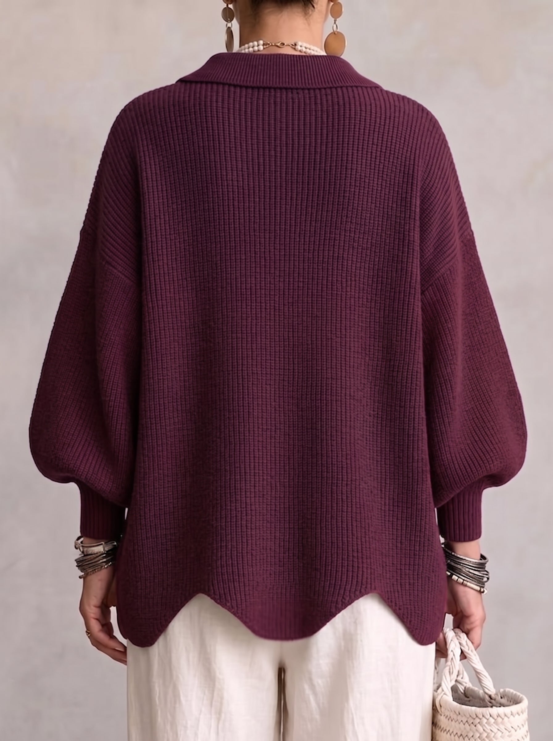 Isadora | Oversized Collared Cardigan With Large Metal Buttons
