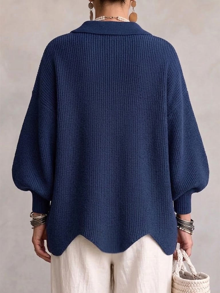 Isadora | Oversized Collared Cardigan With Large Metal Buttons