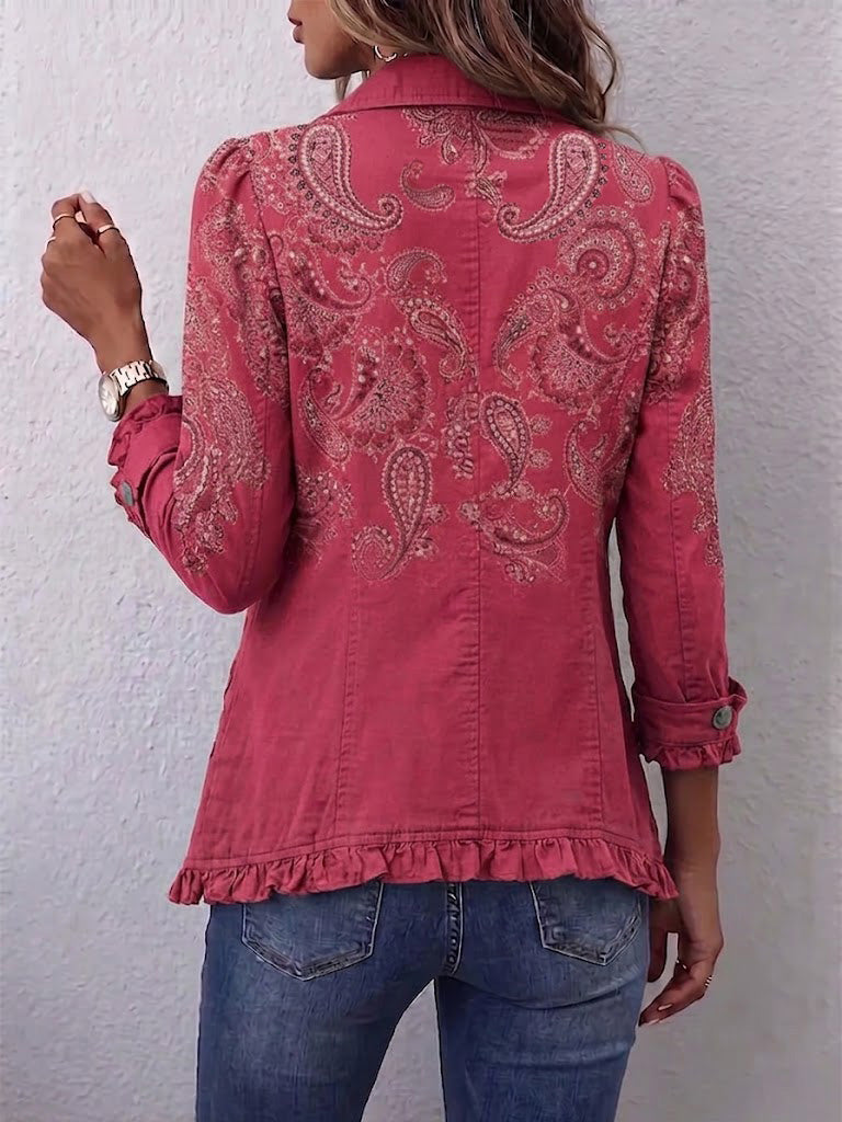Anouk | Vintage Paisley Print Ruffled Jacket