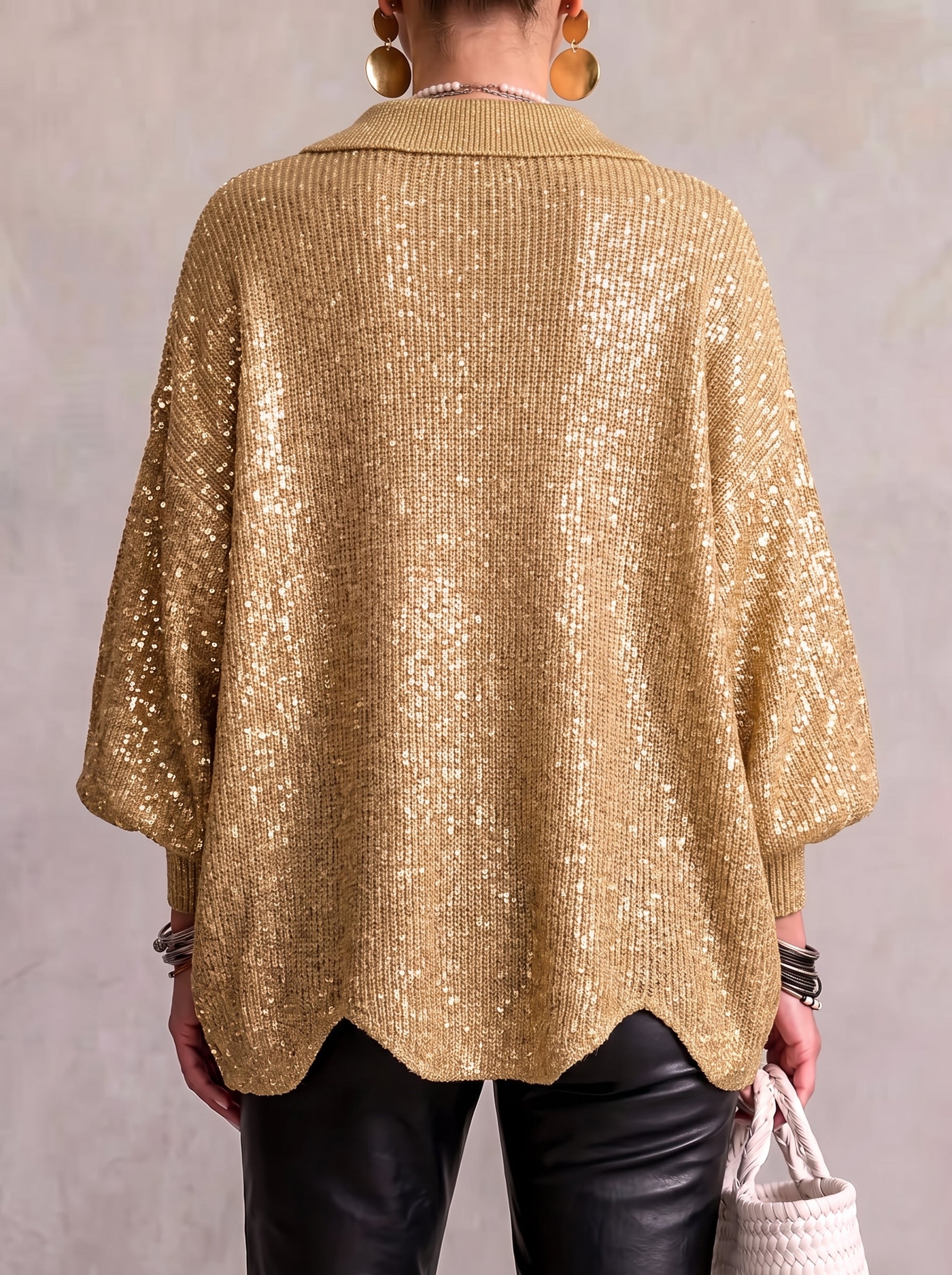 Isadora | Oversized Collared Cardigan With Large Metal Buttons