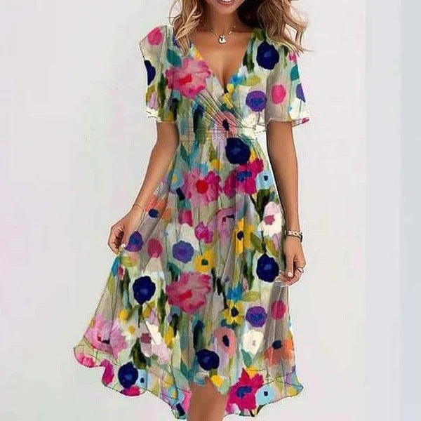 Women's Floral Wrap Midi Dress