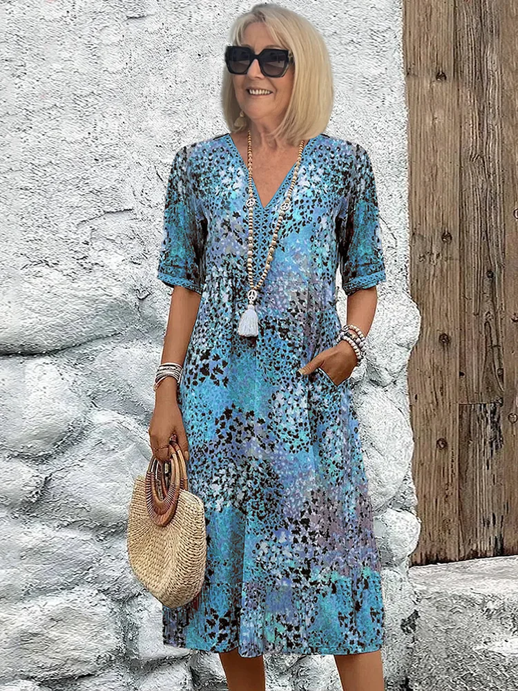Women's V-Neck Midi Dress