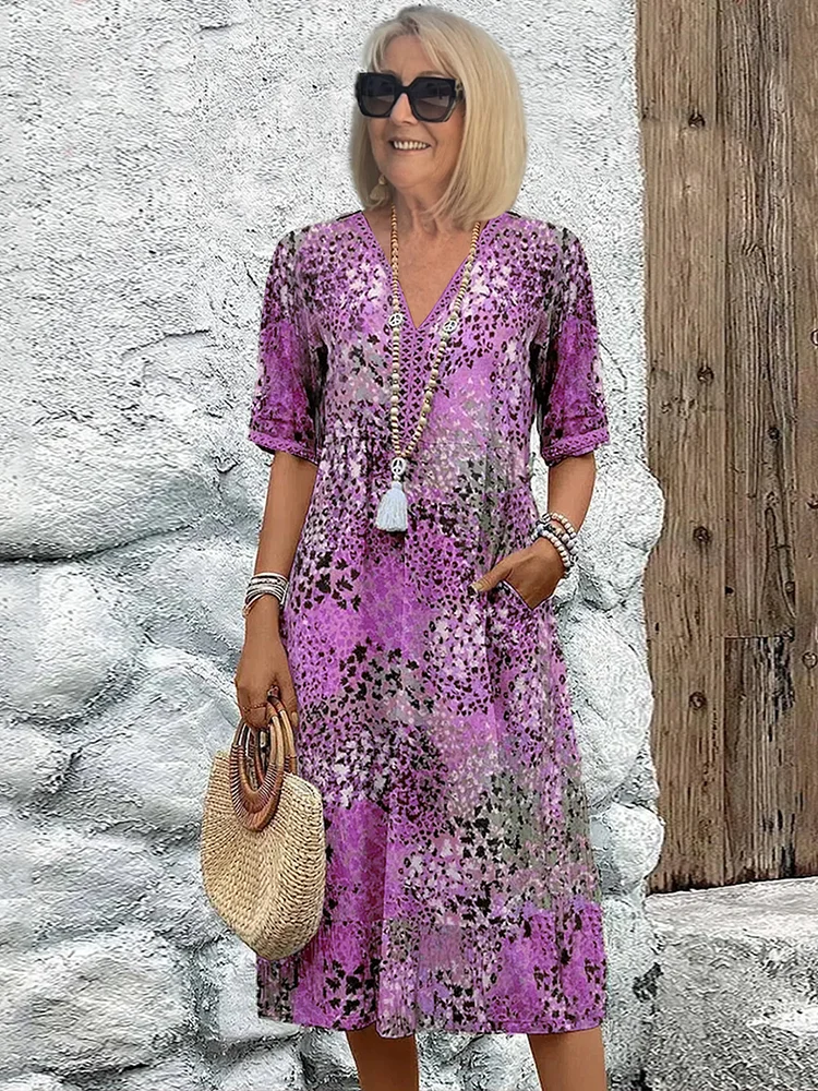 Women's V-Neck Midi Dress