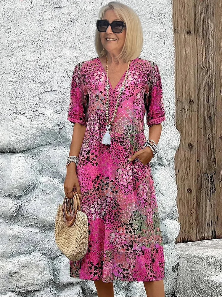 Women's V-Neck Midi Dress