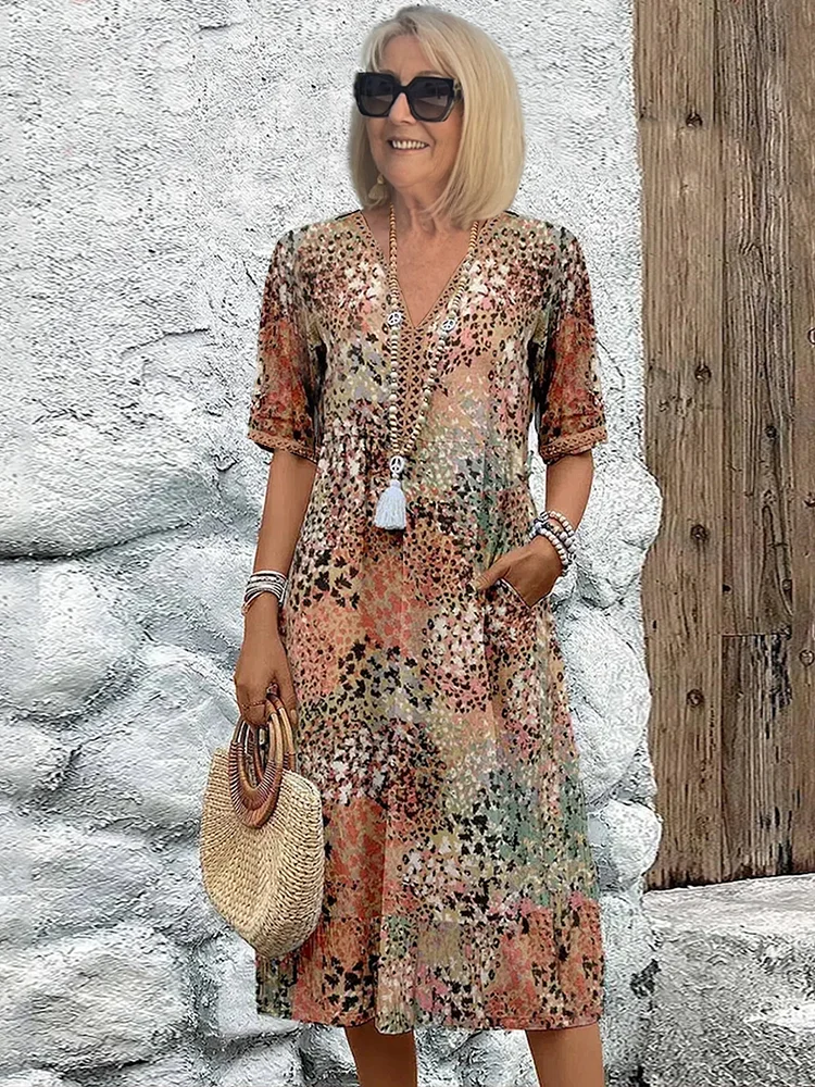 Women's V-Neck Midi Dress