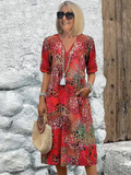 Women's V-Neck Midi Dress