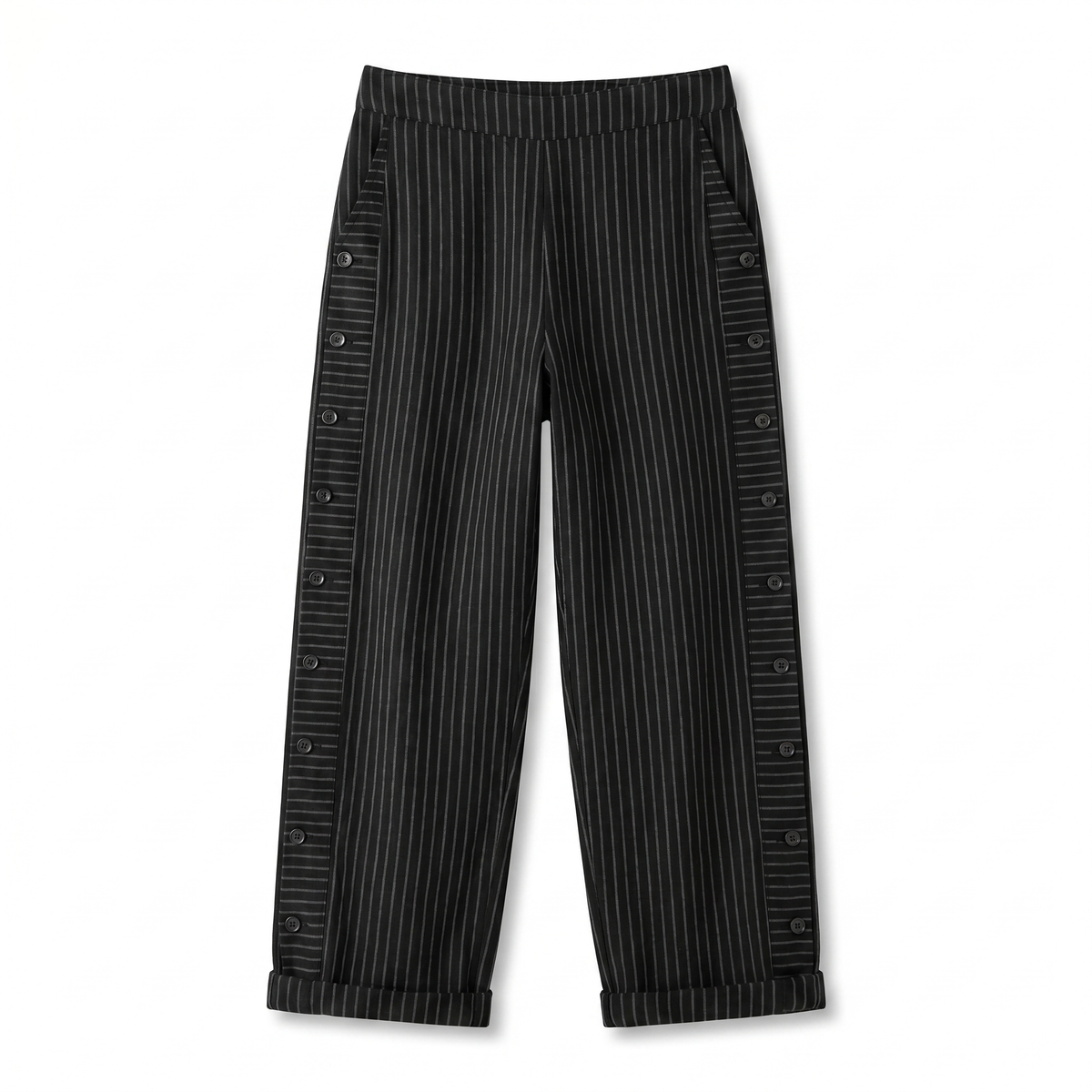 Women's Trousers | Stripe Panel Button Detail