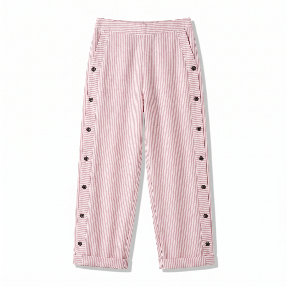 Women's Trousers | Stripe Panel Button Detail